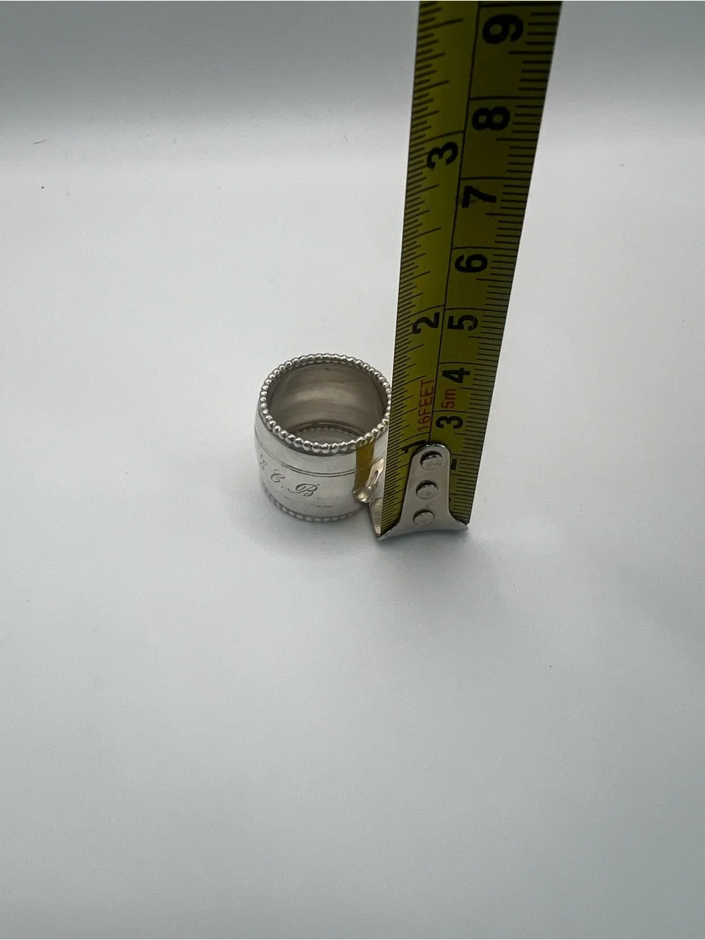 Vintage Dutch .833 Silver Napkin Ring Engraved – Beaded Hallmarked